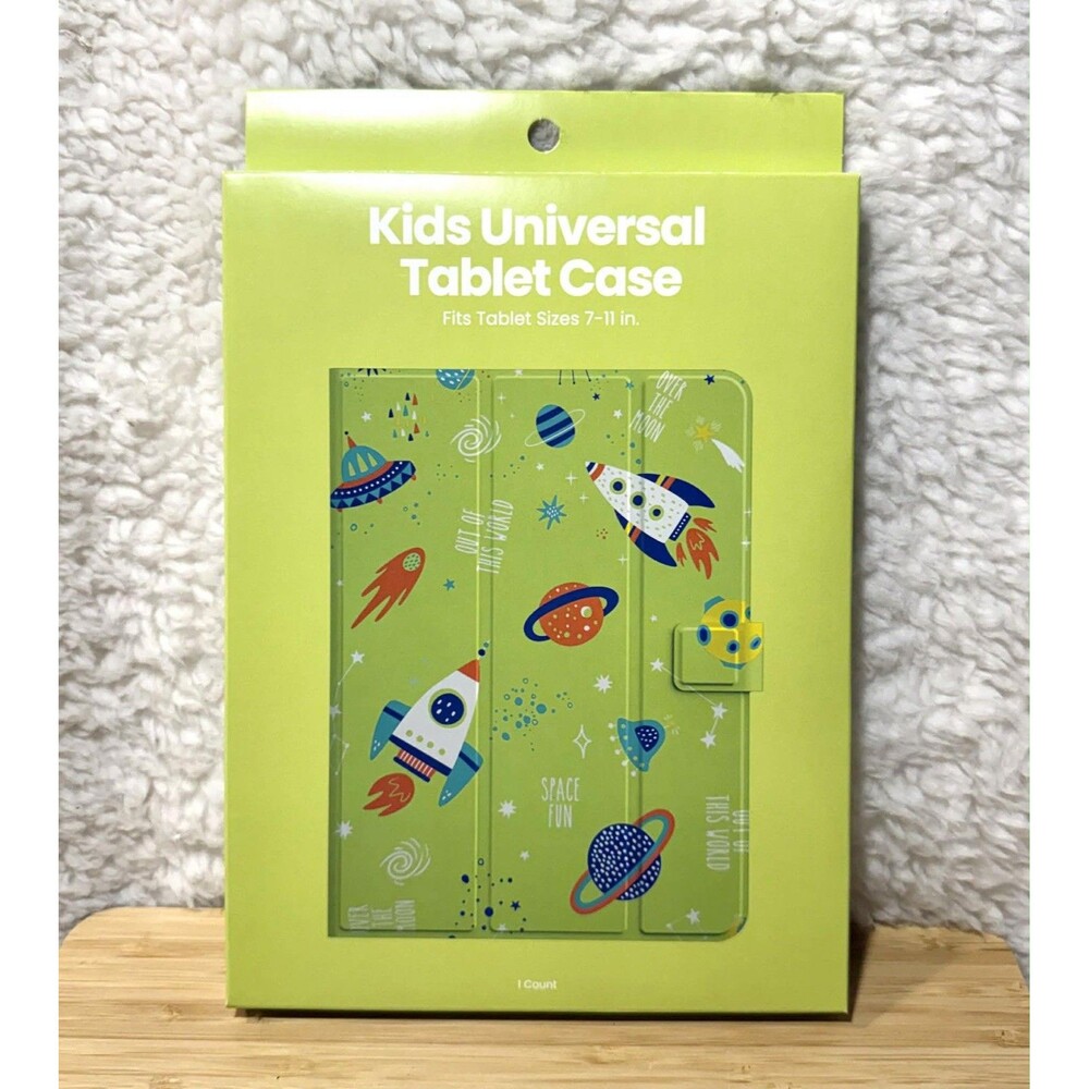 Kids Tablet Case Universal Space Design Green Shockproof Cover Stand - Picture 2 of 3